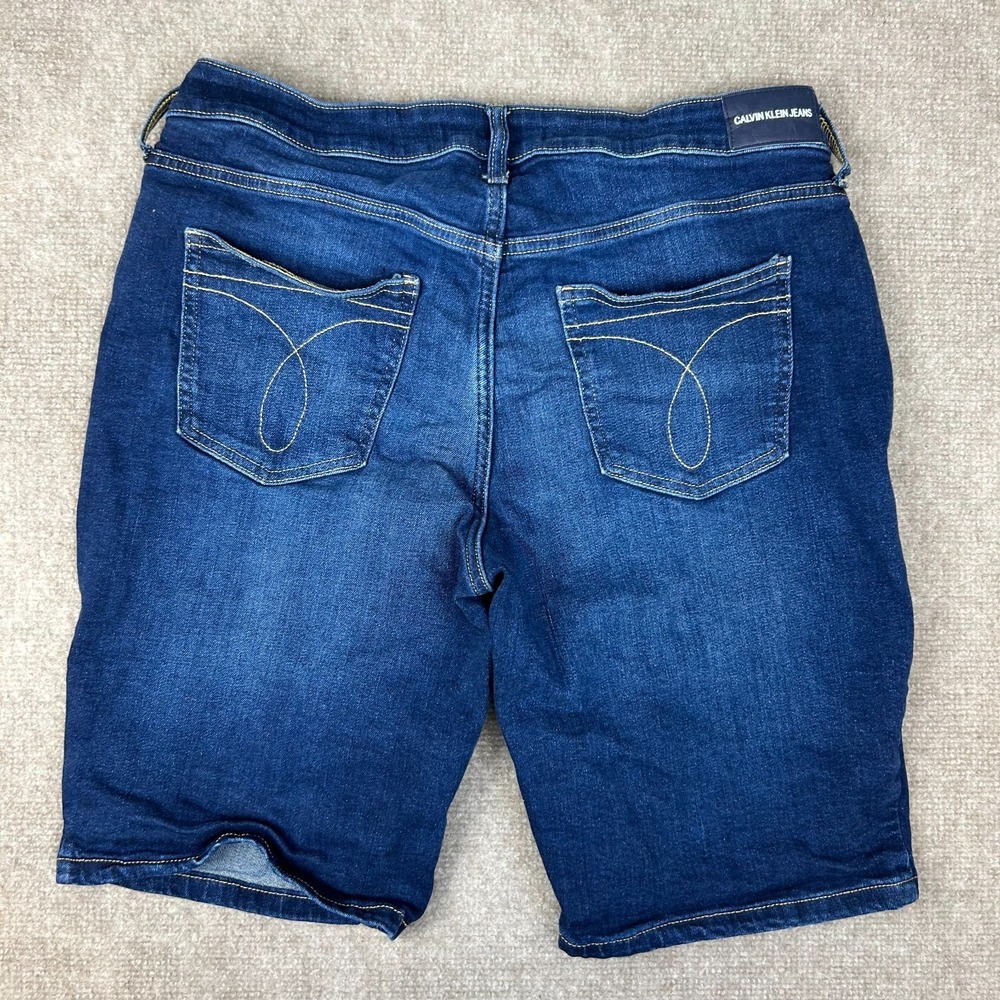 Calvin Klein Jeans Bermuda Shorts Womens 12 Blue Denim Stretch Cotton Mid Rise - Picture 3 of 15